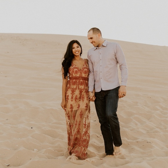 Burgundy Lace Maxi Dress - Picture 3 of 4